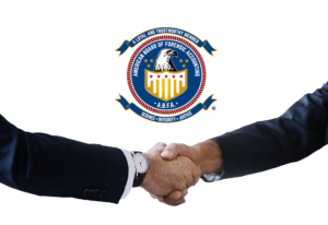 Shaking hands with ABFA logo